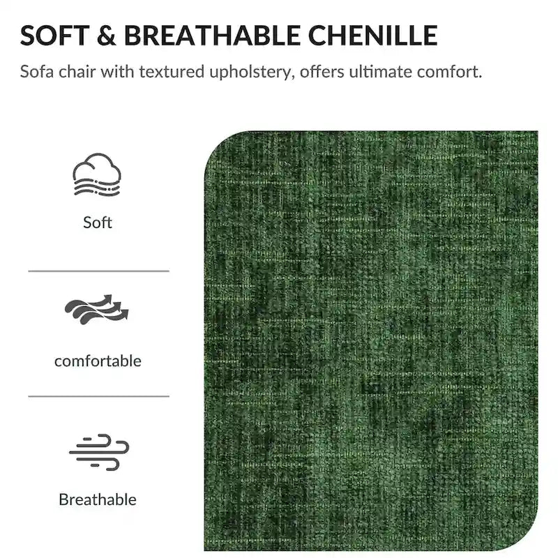 Chenille Oversized Chair Set with Ottoman and USB Charging Port 5