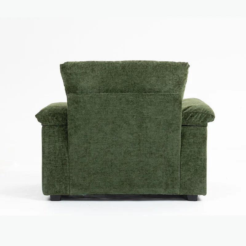 Chenille Oversized Chair Set with Ottoman and USB Charging Port 7