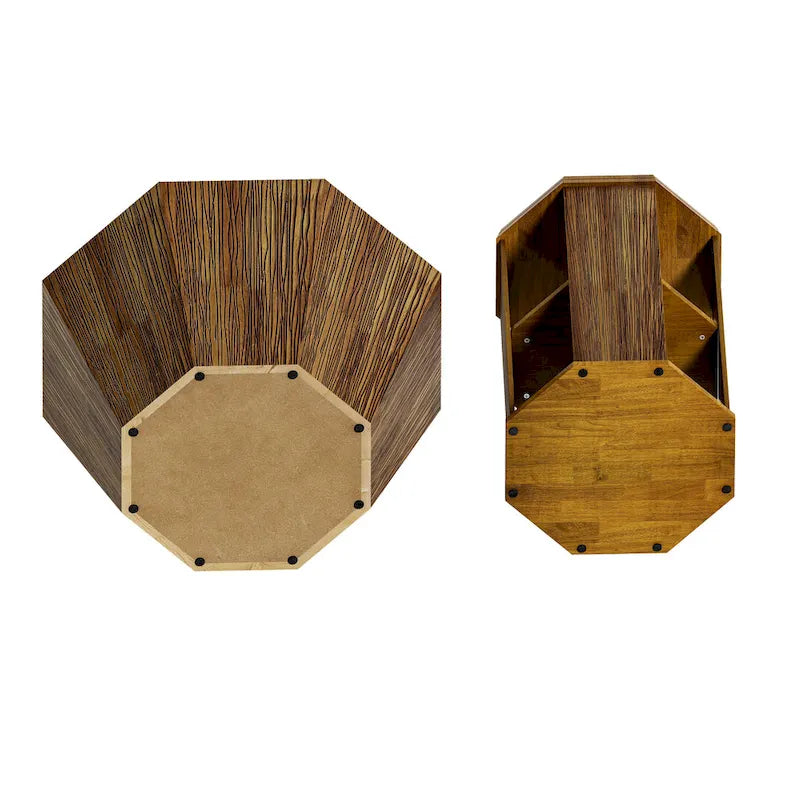 Set of 2 Octagonal Rubber Wood Coffee Tables - 31.5 Inches 9
