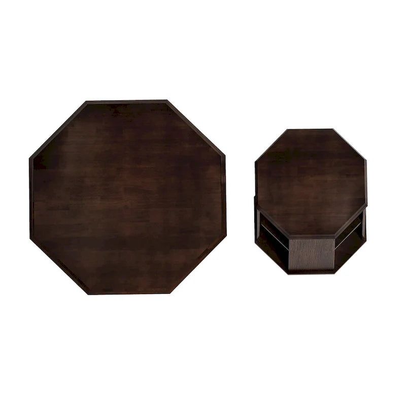 Set of 2 Octagonal Rubber Wood Coffee Tables - 31.5 Inches 17