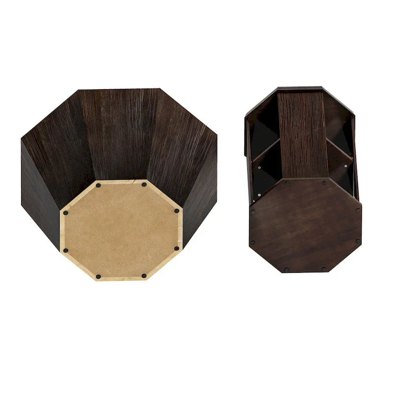 Set of 2 Octagonal Rubber Wood Coffee Tables - 31.5 Inches 20