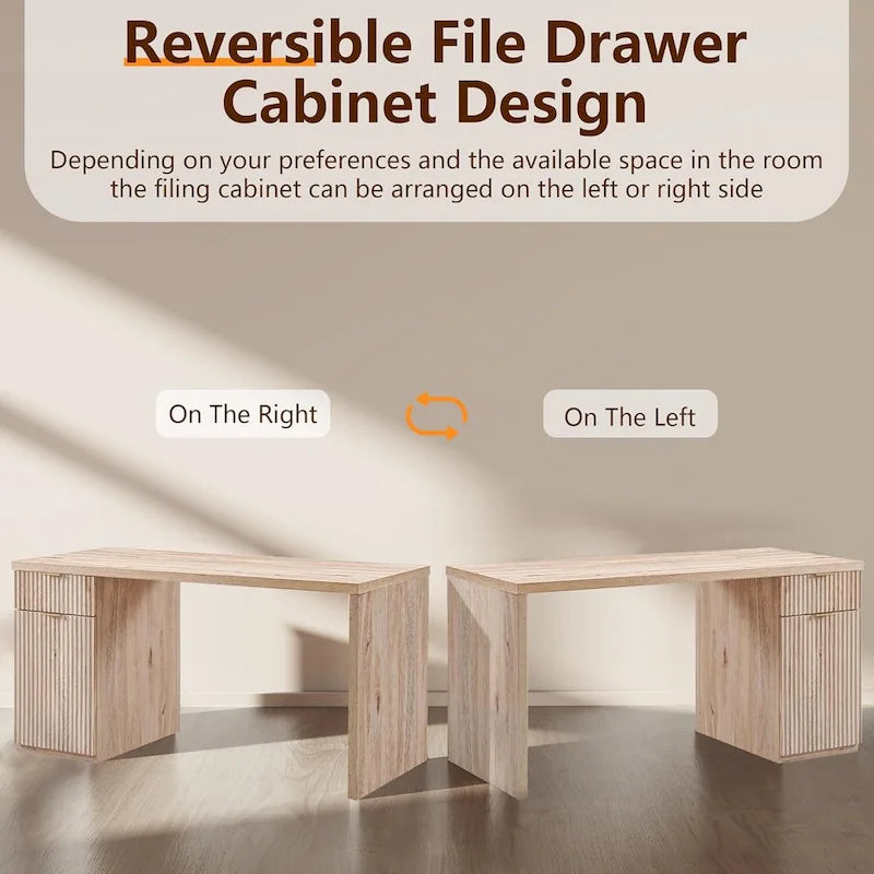 60-Inch Contemporary Executive Desk - Wooden Home Office & Fluted Computer Desk 5