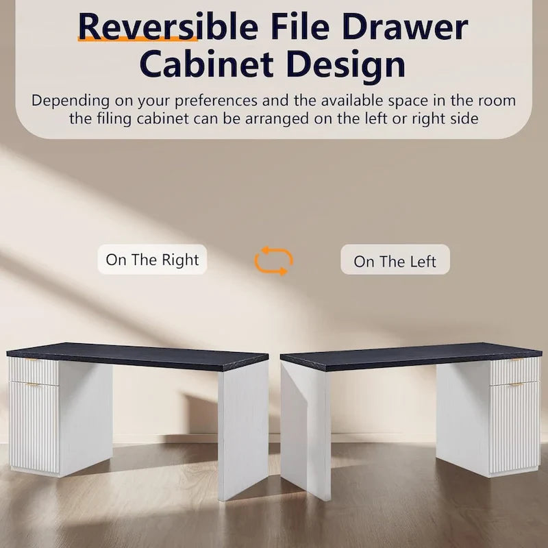 60-Inch Contemporary Executive Desk - Wooden Home Office & Fluted Computer Desk 11