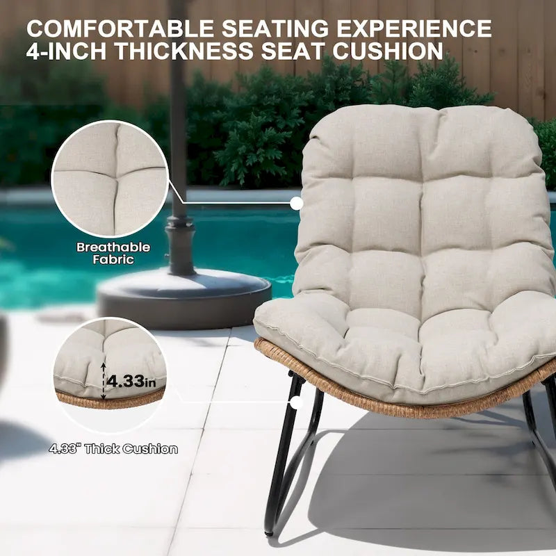 3-Piece Outdoor Cushioned Papasan Chair Set: Double Loveseat with Two Single Chairs - See Image 4