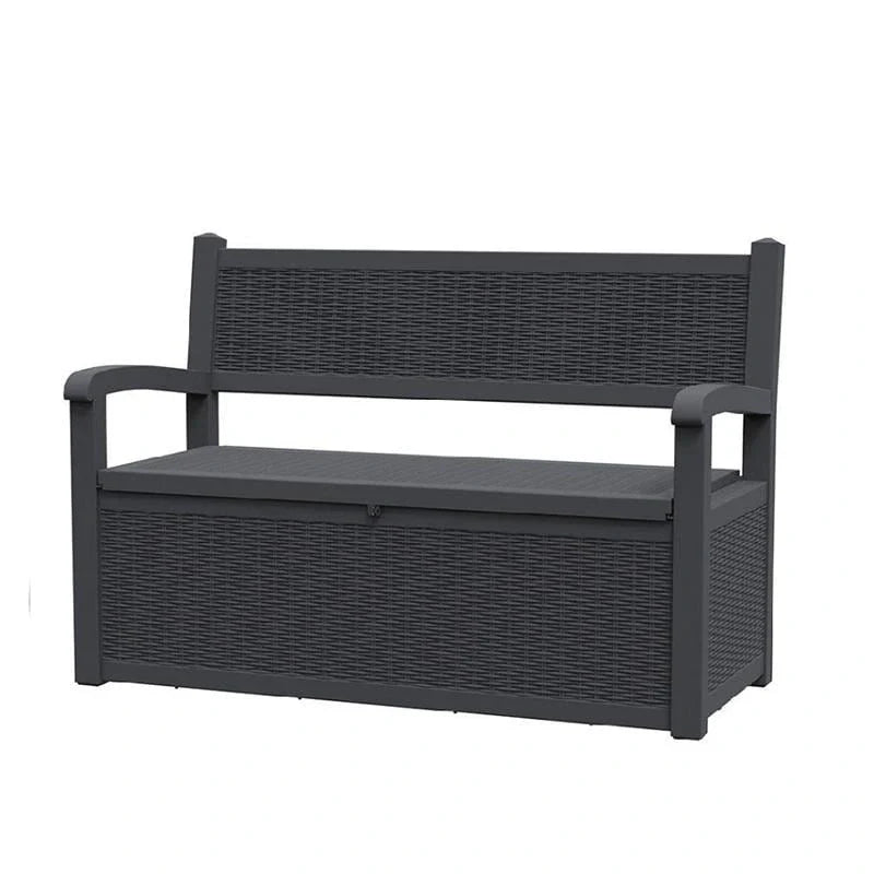 Durable All-Weather Resin Storage Bench with Lockable Hidden Compartment - Rattan-Style Design, 500 lbs Weight Capacity, 70-Gallon Storage Space 6