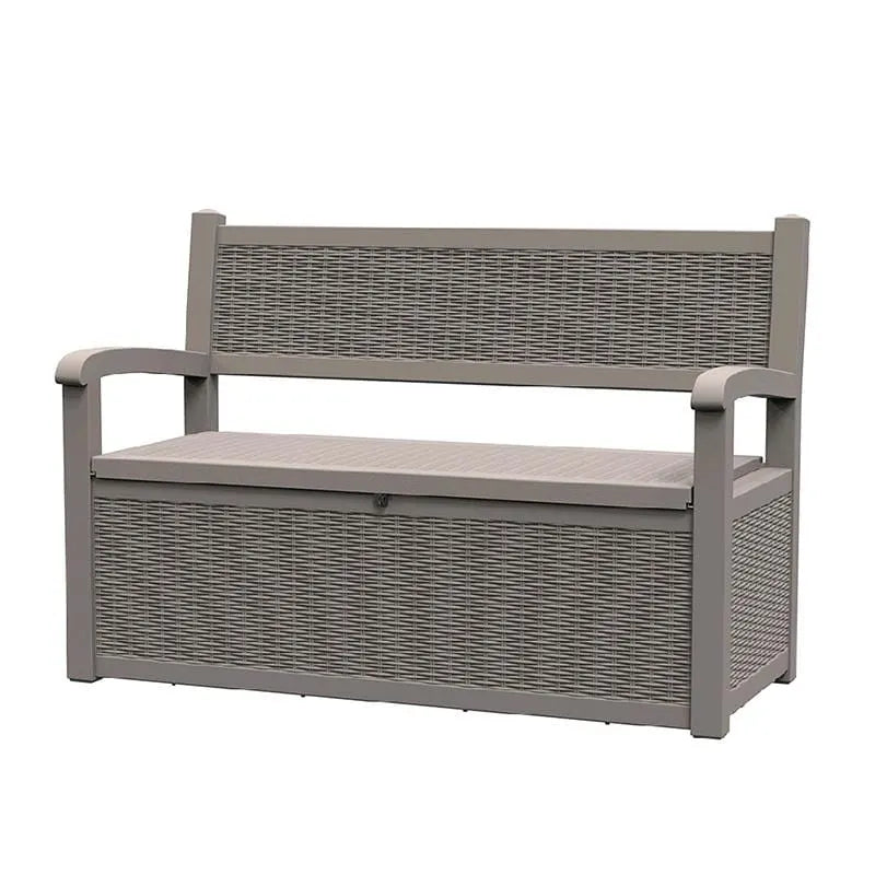 Durable All-Weather Resin Storage Bench with Lockable Hidden Compartment - Rattan-Style Design, 500 lbs Weight Capacity, 70-Gallon Storage Space 1