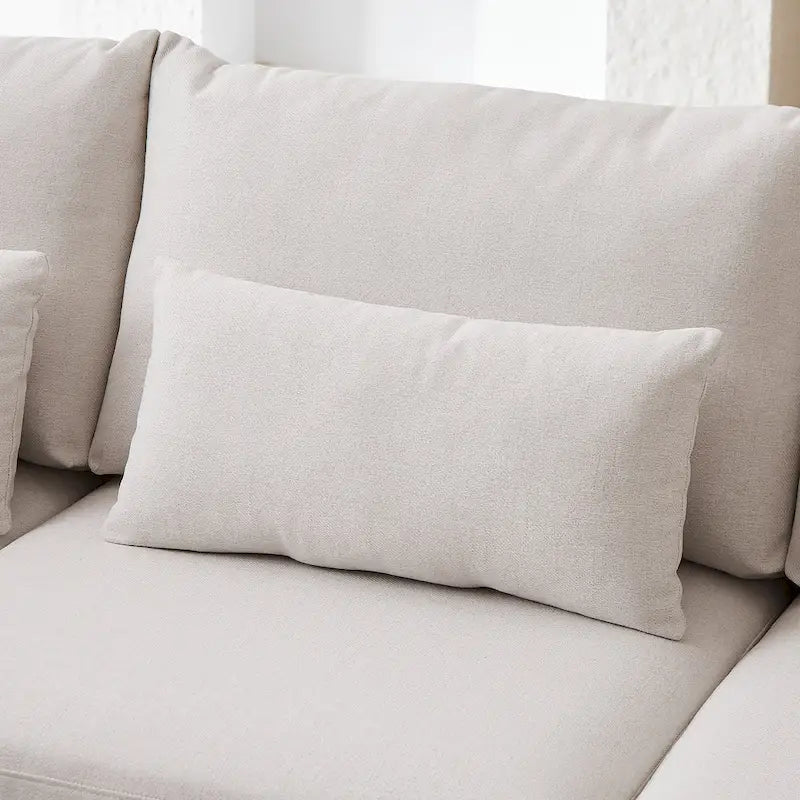 100.2 Linen L-Shaped Sectional Sofa Set with Ottoman and Lumbar Pillows 31