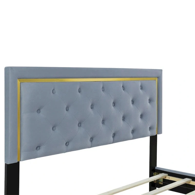 Queen Size Upholstered Platform Bed with Padded Headboard 8