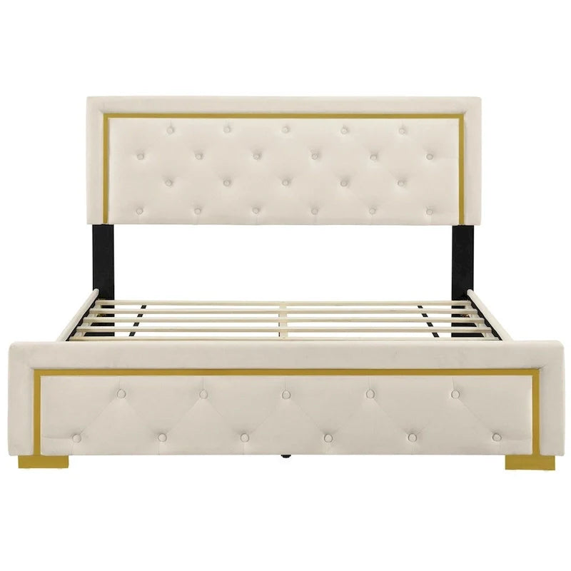 Queen Size Upholstered Platform Bed with Padded Headboard 12