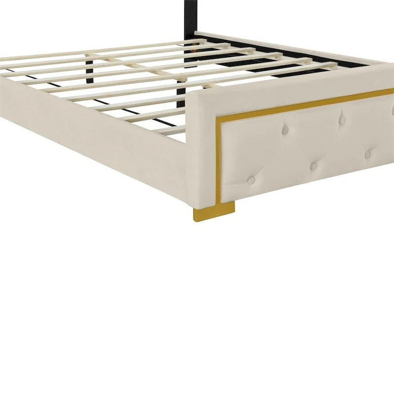 Queen Size Upholstered Platform Bed with Padded Headboard 17