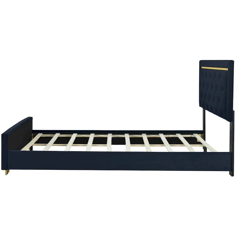 Queen Size Upholstered Platform Bed with Padded Headboard 19