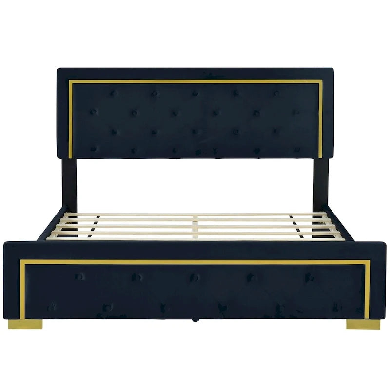 Queen Size Upholstered Platform Bed with Padded Headboard 20