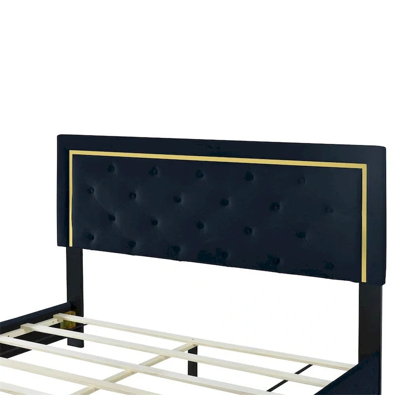 Queen Size Upholstered Platform Bed with Padded Headboard 22