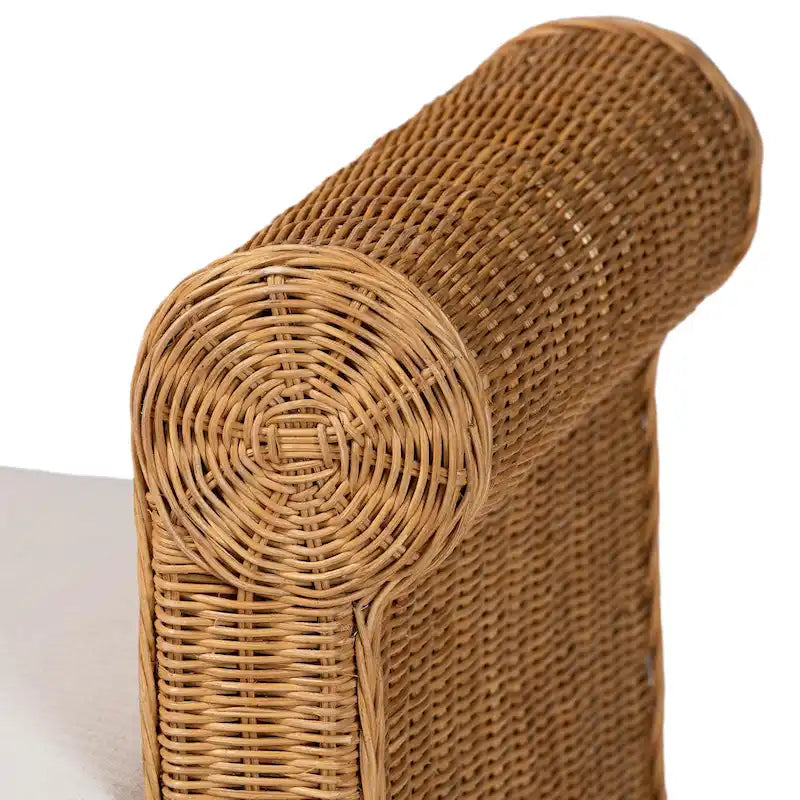 Reiko Handcrafted Natural Rattan Bench with Scalloped Design - Boho Farmhouse Seating for Entryway, Bedroom, or Living Room 5