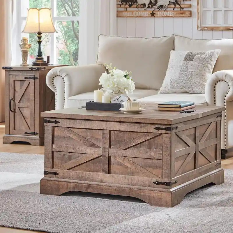 Farmhouse Lift-Top Coffee Table with Hidden Storage 24