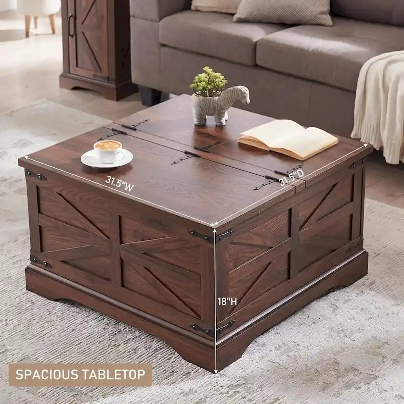 Farmhouse Lift-Top Coffee Table with Hidden Storage 17
