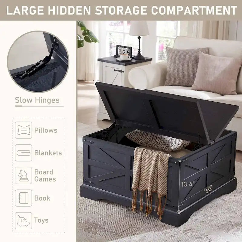 Farmhouse Lift-Top Coffee Table with Hidden Storage 21