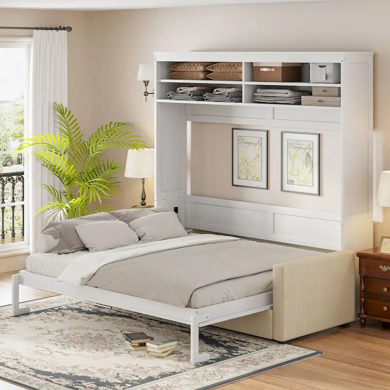 Queen Murphy Bed with Sofa - 2-in-1 Design, Storage Solutions & Dual-Piston Mechanism 20