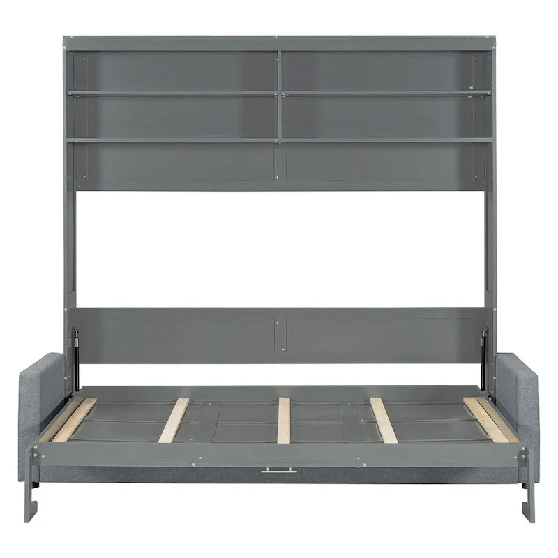 Queen Murphy Bed with Sofa - 2-in-1 Design, Storage Solutions & Dual-Piston Mechanism