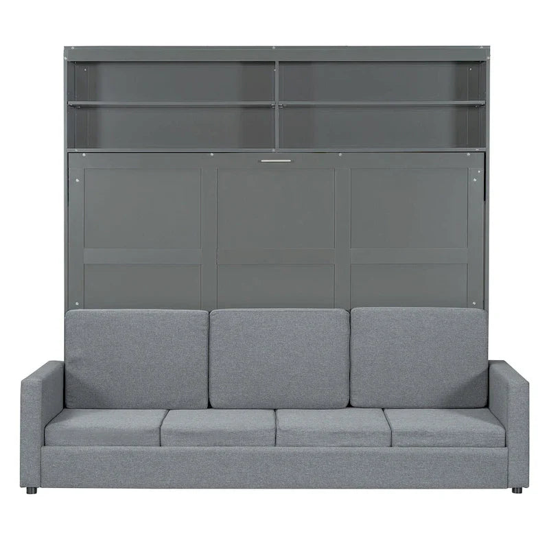 Queen Murphy Bed with Sofa - 2-in-1 Design, Storage Solutions & Dual-Piston Mechanism 3