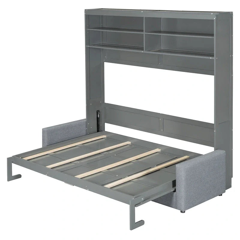 Queen Murphy Bed with Sofa - 2-in-1 Design, Storage Solutions & Dual-Piston Mechanism 7