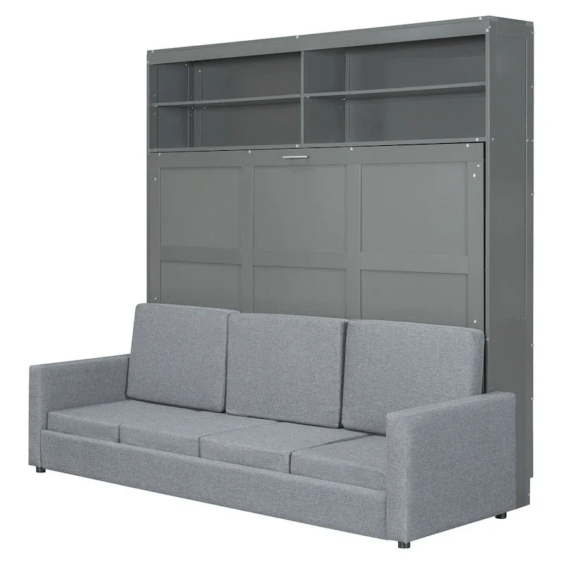 Queen Murphy Bed with Sofa - 2-in-1 Design, Storage Solutions & Dual-Piston Mechanism 9