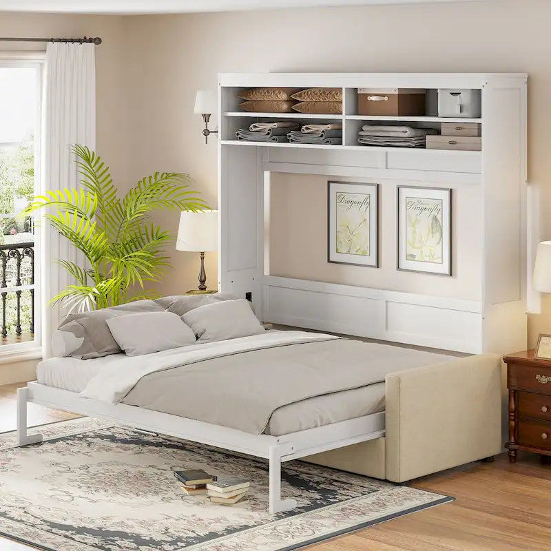 Queen Murphy Bed with Sofa - 2-in-1 Design, Storage Solutions & Dual-Piston Mechanism 10