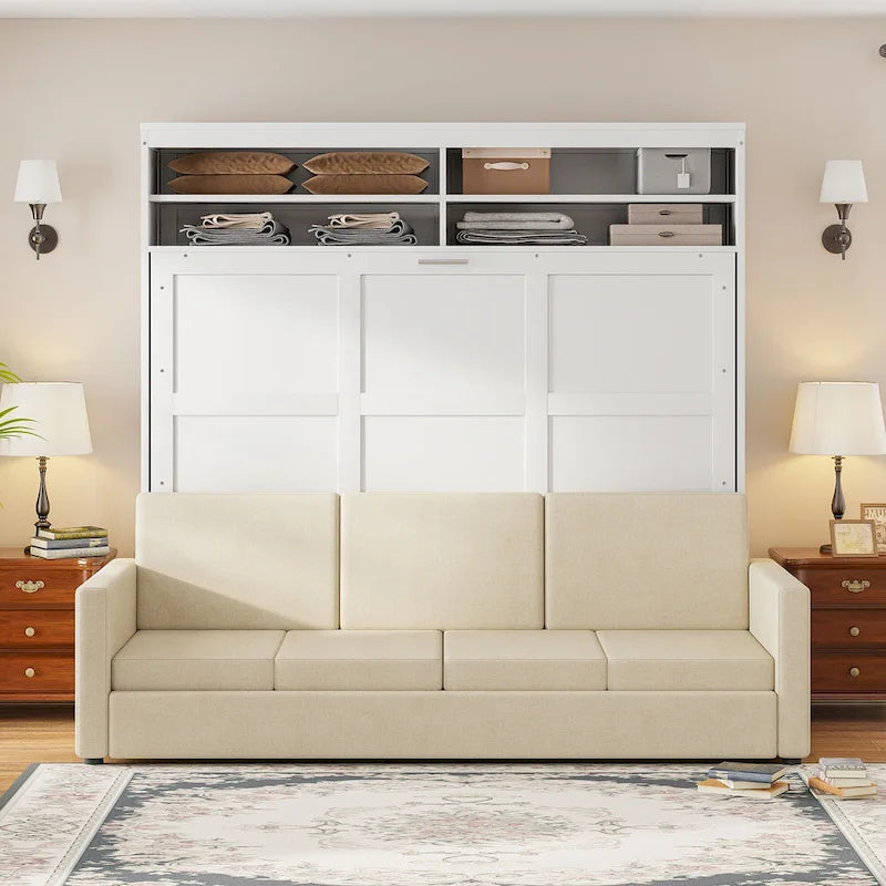 Queen Murphy Bed with Sofa - 2-in-1 Design, Storage Solutions & Dual-Piston Mechanism 11