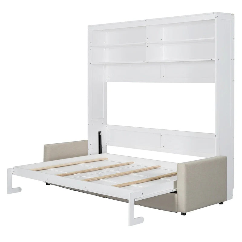 Queen Murphy Bed with Sofa - 2-in-1 Design, Storage Solutions & Dual-Piston Mechanism 18