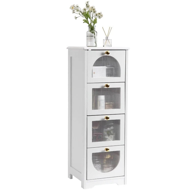 Compact Wooden Bathroom Floor Cabinet with 4 Drawers for Storage 2
