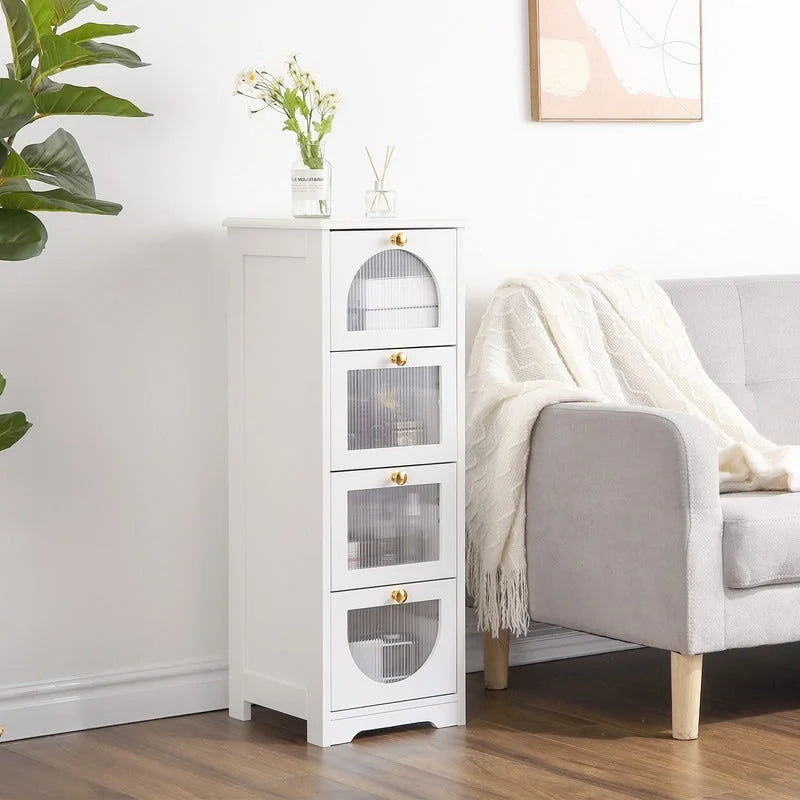 Compact Wooden Bathroom Floor Cabinet with 4 Drawers for Storage 7