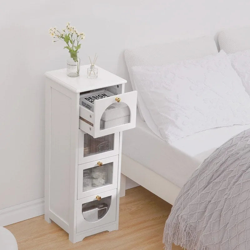 Compact Wooden Bathroom Floor Cabinet with 4 Drawers for Storage 8
