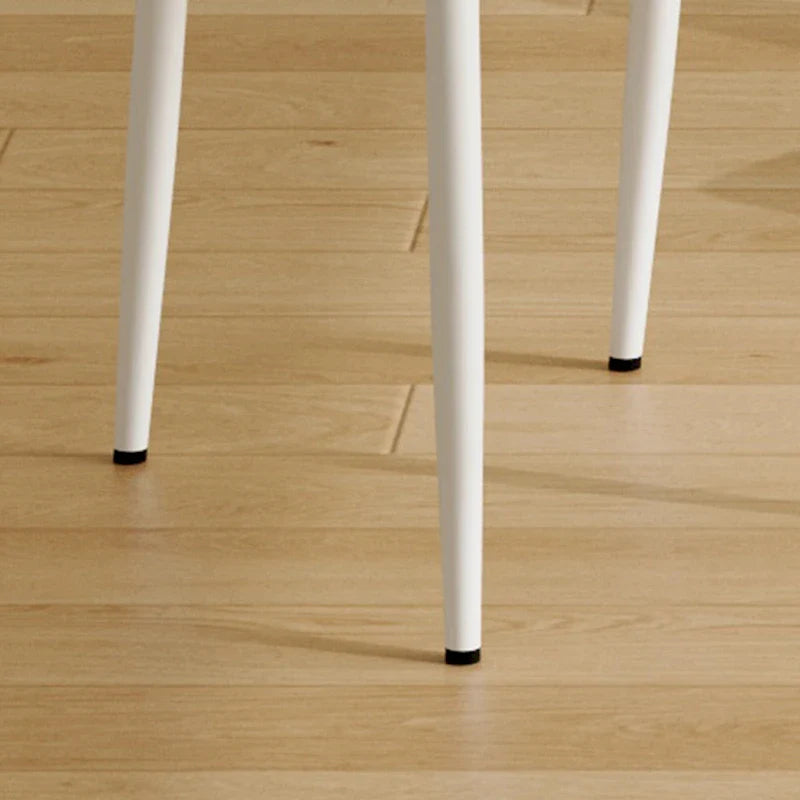 Set of 4 Modern Leather Upholstered Dining Chairs with Vertical Striped Backrest and Metal Legs 8