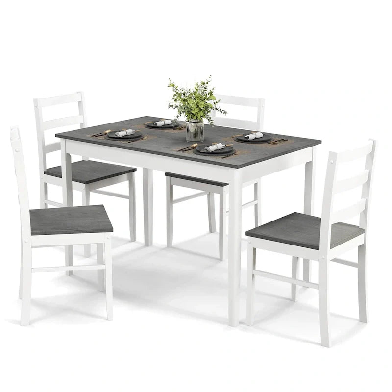 Costway 5-Piece Solid Wood Dining Set for Kitchen 23