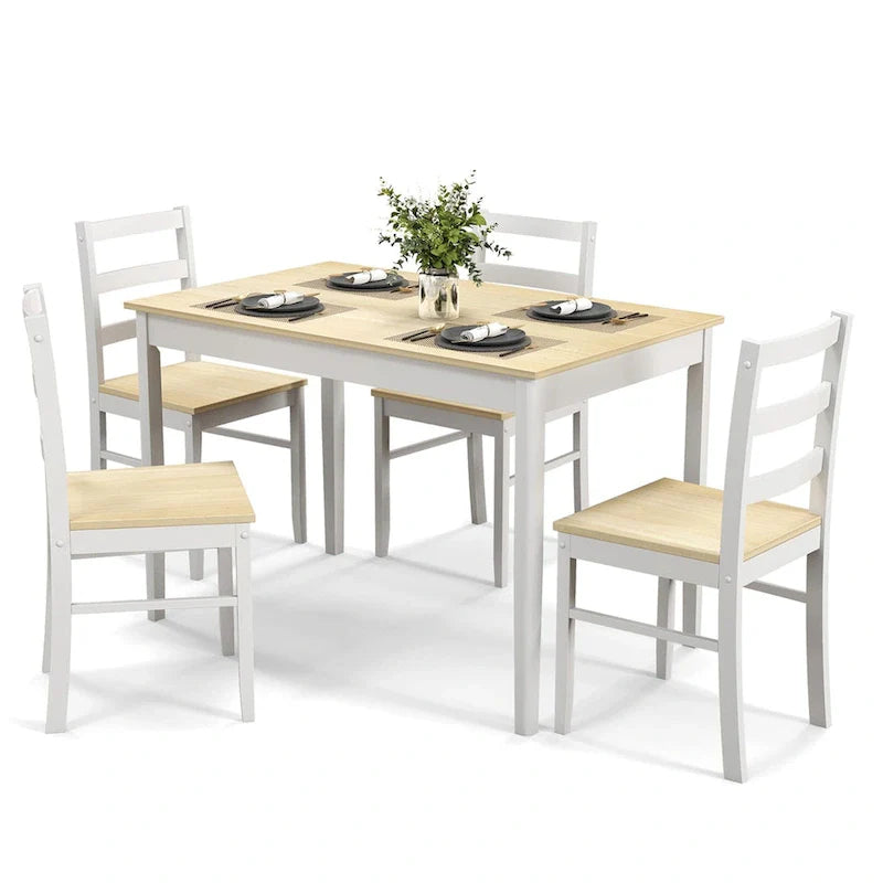 Costway 5-Piece Solid Wood Dining Set for Kitchen 1