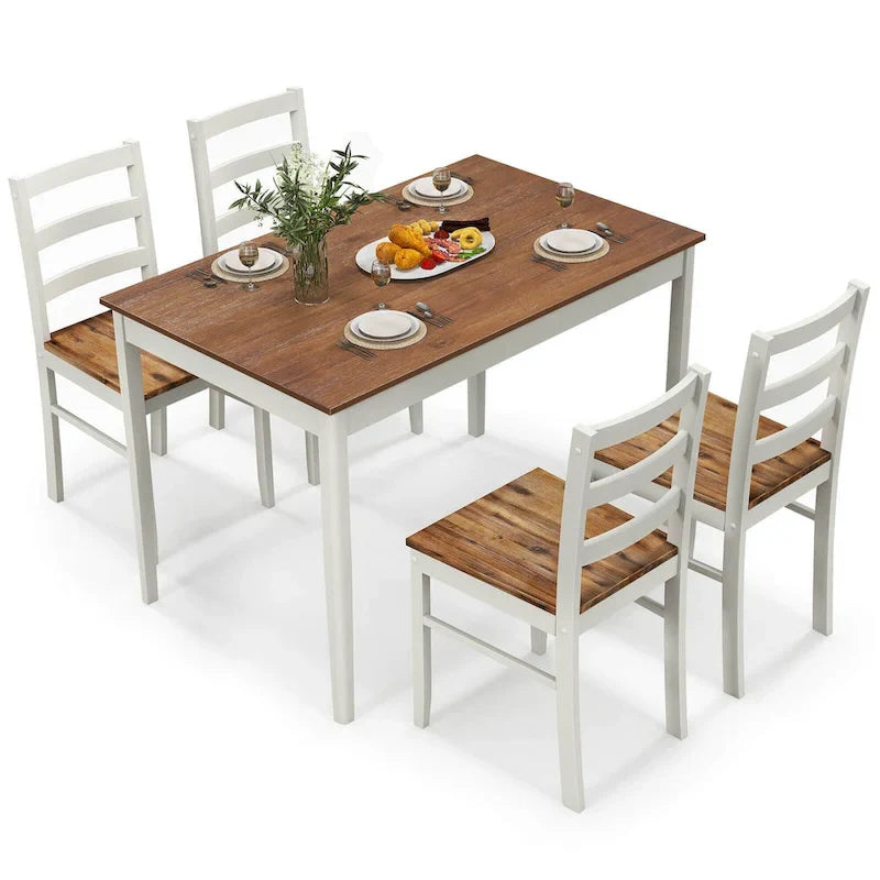 Costway 5-Piece Solid Wood Dining Set for Kitchen 2