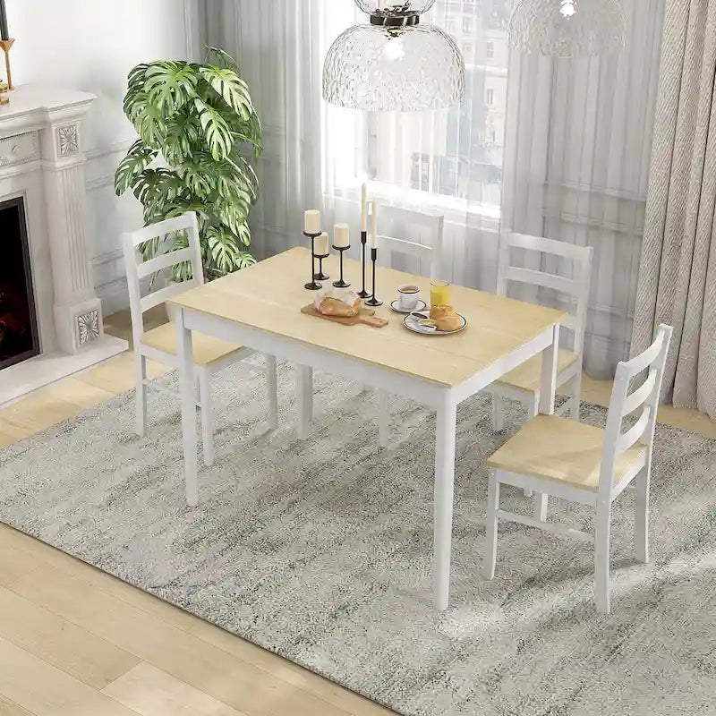 Costway 5-Piece Solid Wood Dining Set for Kitchen 6