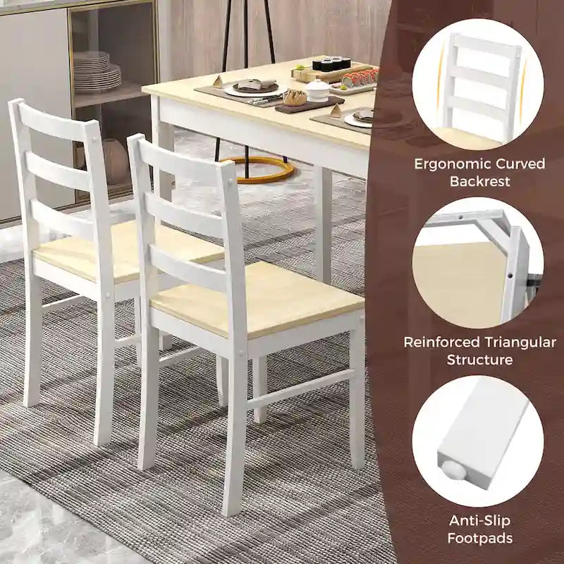 Costway 5-Piece Solid Wood Dining Set for Kitchen 8