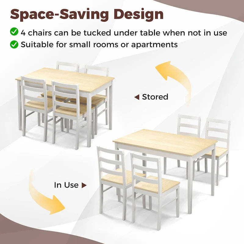 Costway 5-Piece Solid Wood Dining Set for Kitchen 11