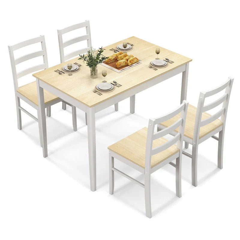 Costway 5-Piece Solid Wood Dining Set for Kitchen 12