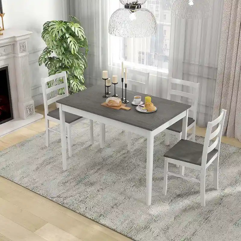 Costway 5-Piece Solid Wood Dining Set for Kitchen 13