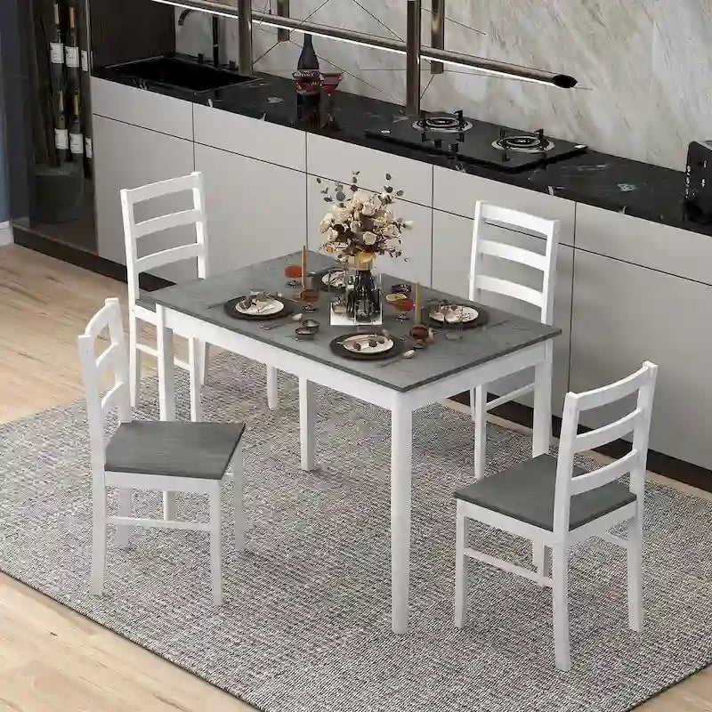 Costway 5-Piece Solid Wood Dining Set for Kitchen 15