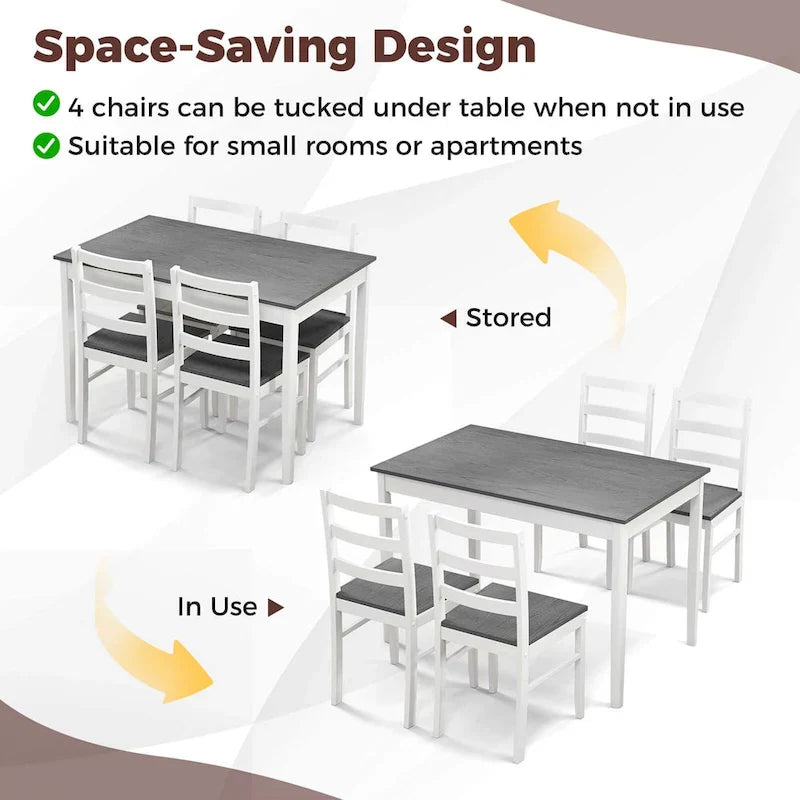 Costway 5-Piece Solid Wood Dining Set for Kitchen 16