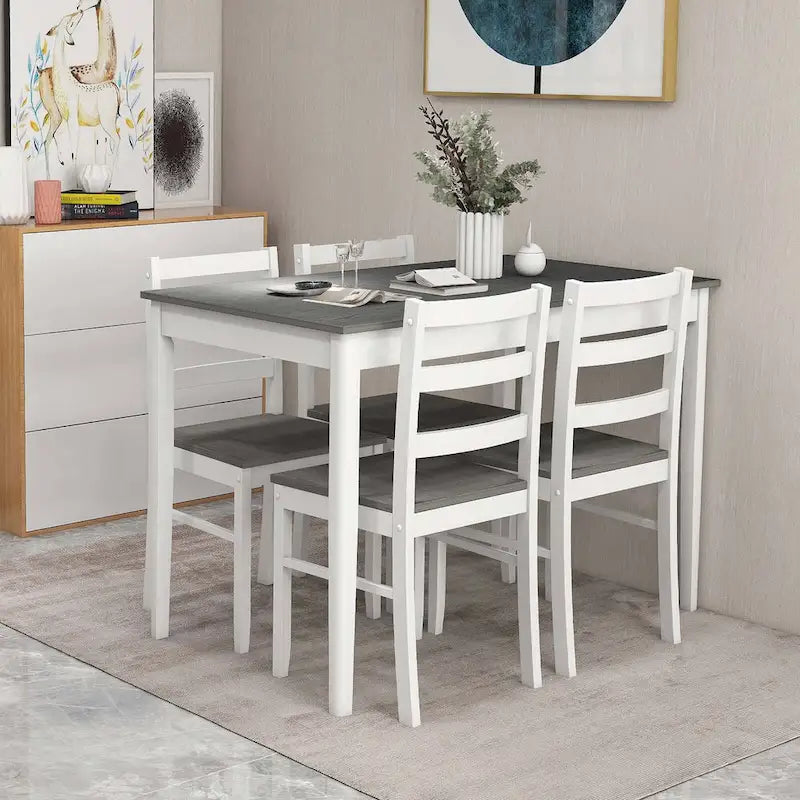 Costway 5-Piece Solid Wood Dining Set for Kitchen 19