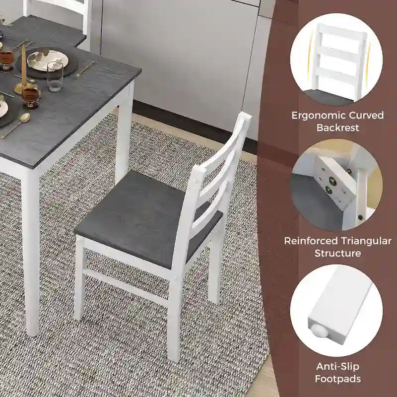 Costway 5-Piece Solid Wood Dining Set for Kitchen 20