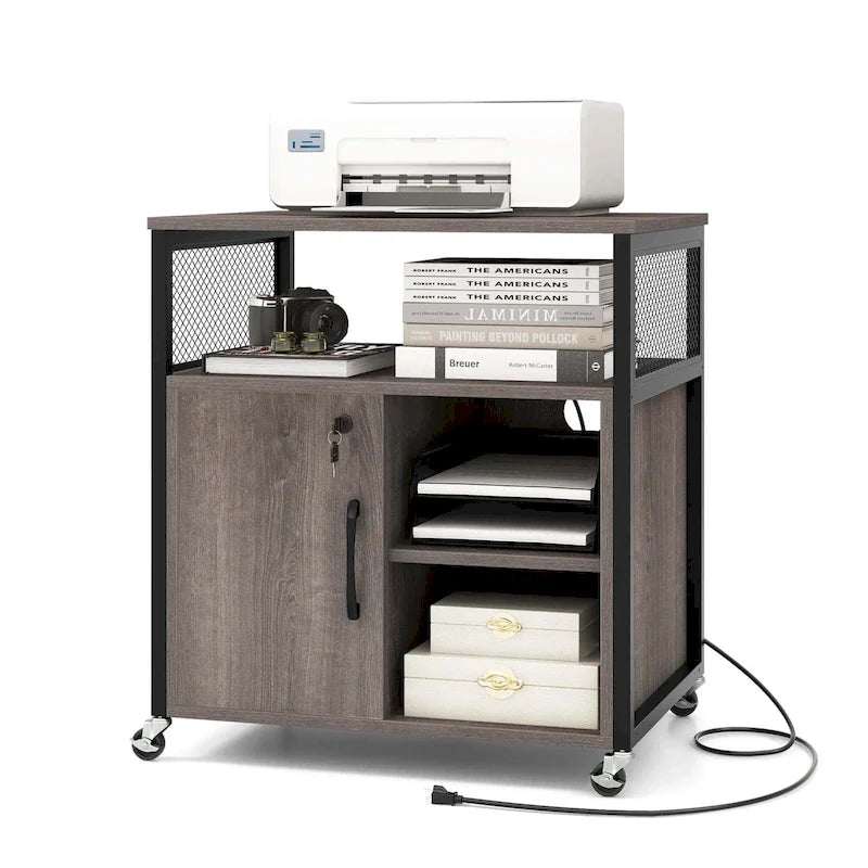 Costway Mobile File Cabinet with Charging Station & Cable - Learn More 21