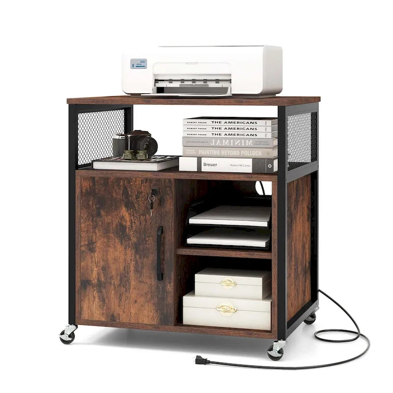 Costway Mobile File Cabinet with Charging Station & Cable - Learn More 22