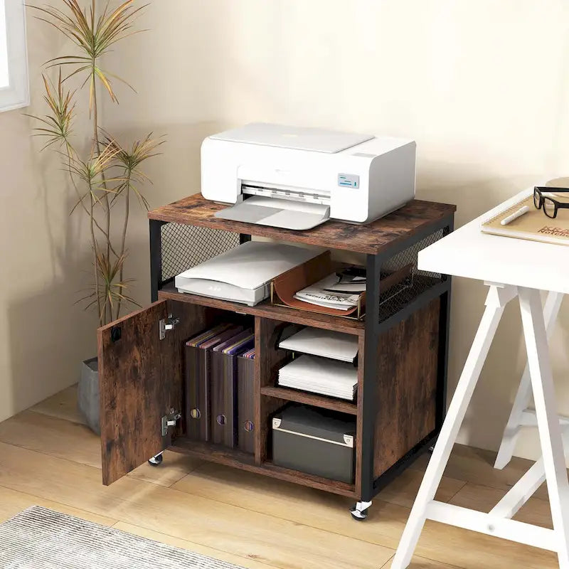 Costway Mobile File Cabinet with Charging Station & Cable - Learn More 4