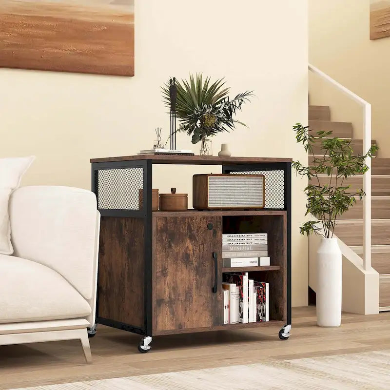 Costway Mobile File Cabinet with Charging Station & Cable - Learn More 6
