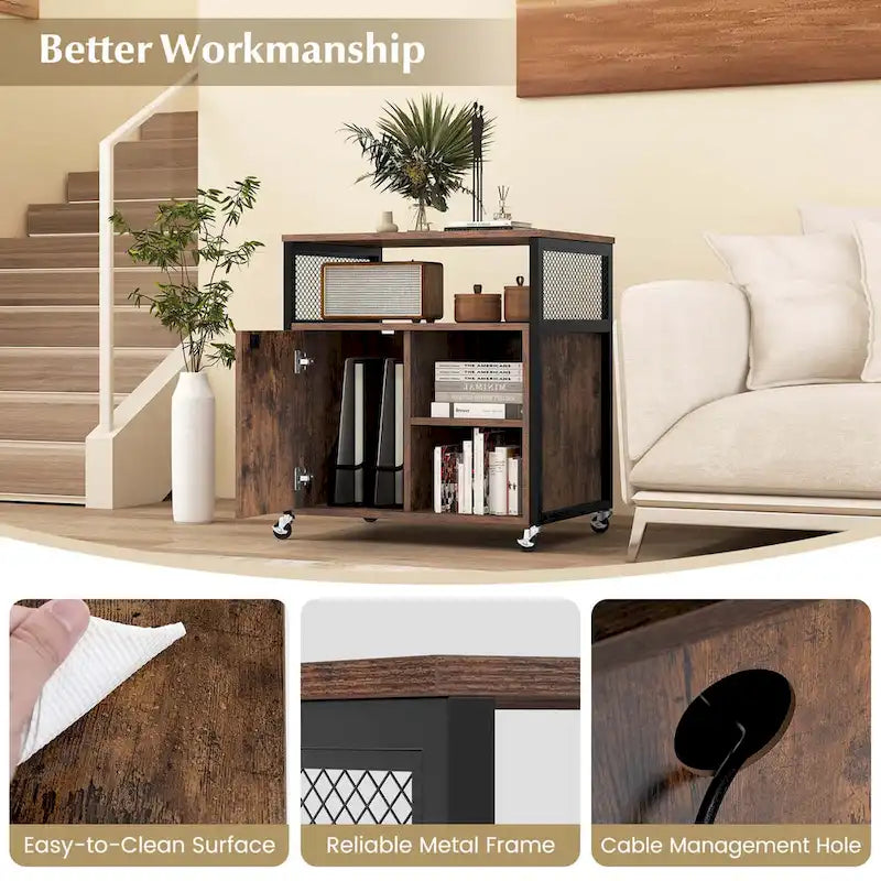 Costway Mobile File Cabinet with Charging Station & Cable - Learn More 8